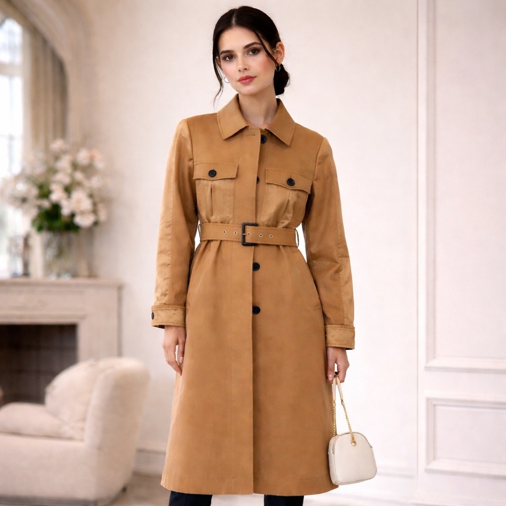 Kate Spade Camel Belted Trench Coat | Classic Icon Coat XS” New without tags